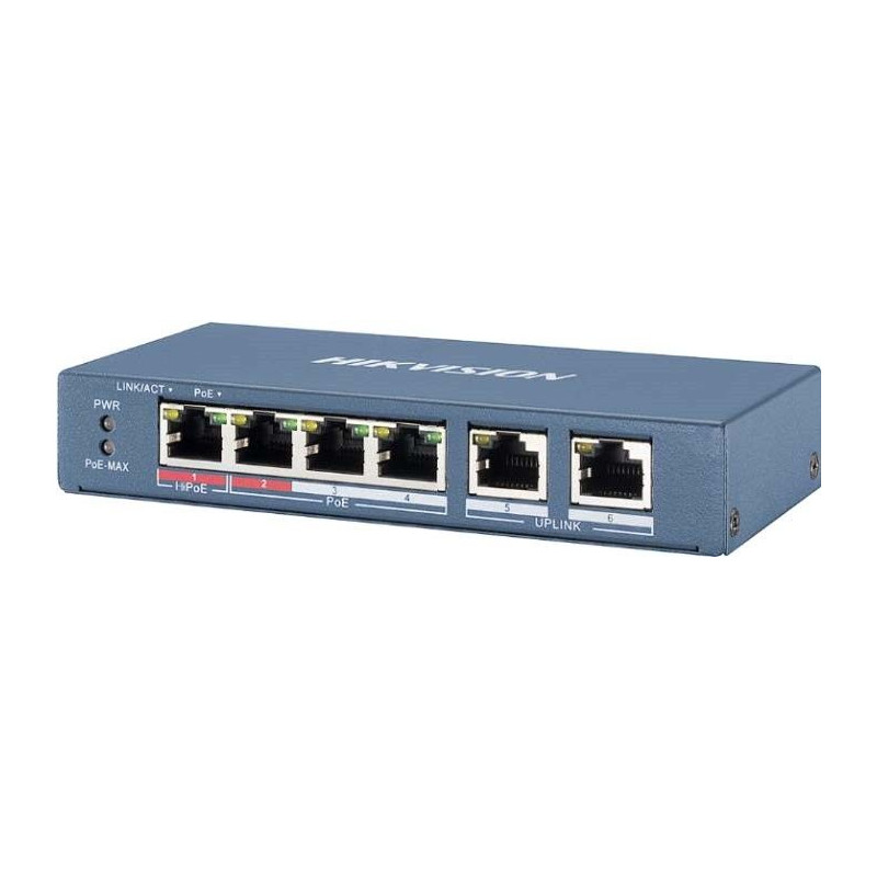 HIKVISION DS-3E0106HP-E - PoE switch Best HIKVISION DS-3E1106HP-EI -Smart- 4× 10/100 Mbps-PoE switch - 60W from alarmsystemy at only 50,93 €