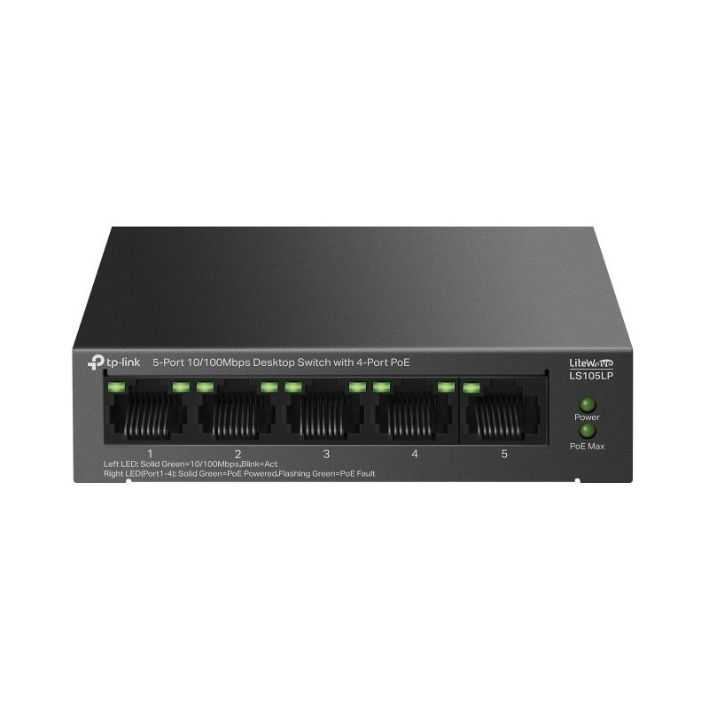 Best TP-LINK LS105LP 4× 10/100 Mbps-PoE switch - 41W from alarmsystemy at only 26,09 €