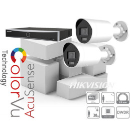 Kamerový set NVR s Poe-+2x IP kamera-HIKVISION-2CD2047G2-LIU- 4MP/UHD/2K, ColorVu+AcuSense, Smart hybrid IR30m
