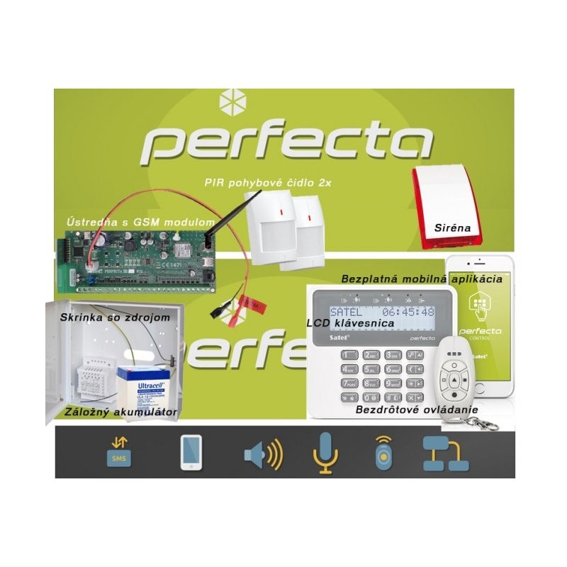 SATEL PERFECTA 2 bezdrôtový+GSM+klúčenka